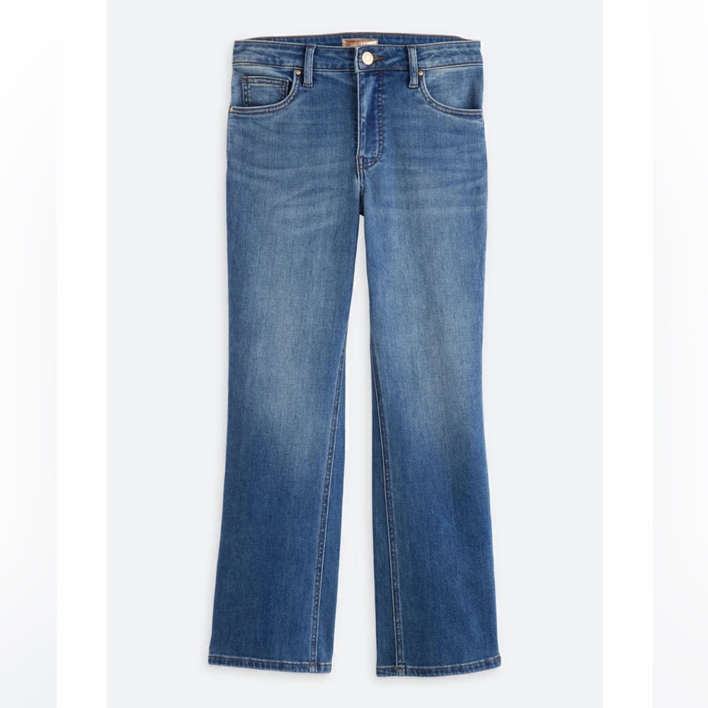 Kut From The Kloth High Rise Kelsey Ankle Flare blue jeans.